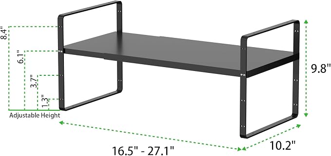 Expandable Cabinet Shelf, Stackable Organizer Rack, Black Large 3 PK | Adjustable Fit, Stackable Height Options, Nonslip Base, Larger Capacity, Cabinet/Pantry Organization - Image 2