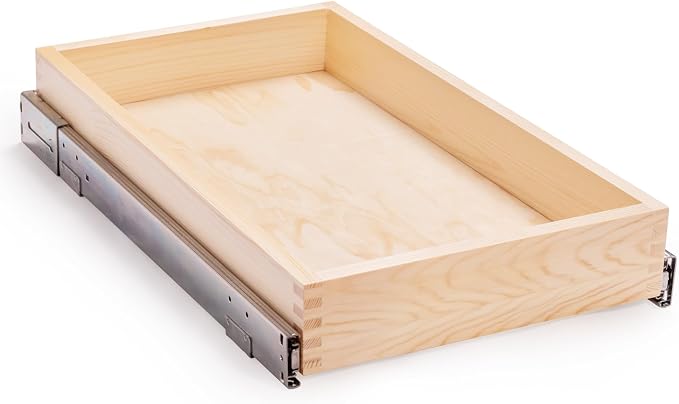 13”W x 21”D x 3”H Soft Close Slide Out Wood Drawer Organizer for Kitchen, (Cabinet Opening Width>14.5 inches for Bottom Assembly, Width= 14 inches for Side Assembly) by Mulush