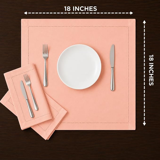 Cotton Cloth Napkins Set of 12, 18x18 Cotton Napkin Cloth Washable, Soft, Reusable Napkins for Wedding, Parties, Christmas, Thanksgiving, Everyday Use (Peach) - ALPHA Living HOME - Image 4