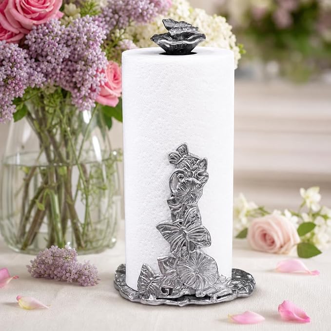 Arthur Court Butterfly Paper Towel Holder - Decorative Aluminum Design for Kitchen Countertop - 13 Inch Tall with Weighted Base - Image 4