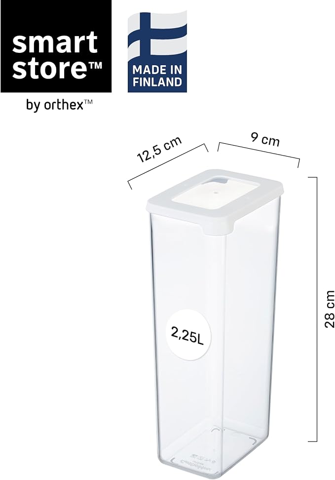 SmartStore Clear Airtight Dry Food Containers with Lids | 2.25L Set of 4 | Organiser for pasta, spaghetti | BPA Free | Dishwasher Safe | Stacking Kitchen Storage | 12.5x9x28cm - Image 2