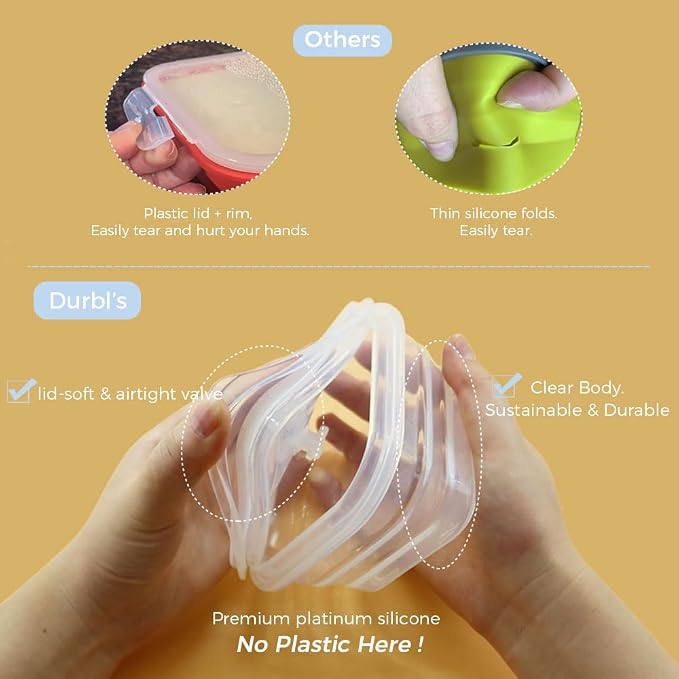 Collapsible Silicone Food Storage Containers with Silicone Airtight Lids-3 Pack (Clear), Reusable Stacking Lunch Boxes, Kitchen Stacking Container Set for Microwave Freezer Dishwasher Safe… - Image 5