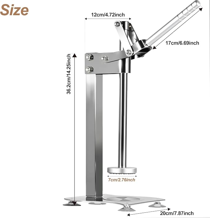 Stainless Steel Manual Lemon Squeezer Press, Heavy Duty Nut & Lemon Smasher Machine, Orange Citrus Fruit Juicer Crusher with Labor-Saving Handle & Suction Cups for Fruit Nut - Image 7