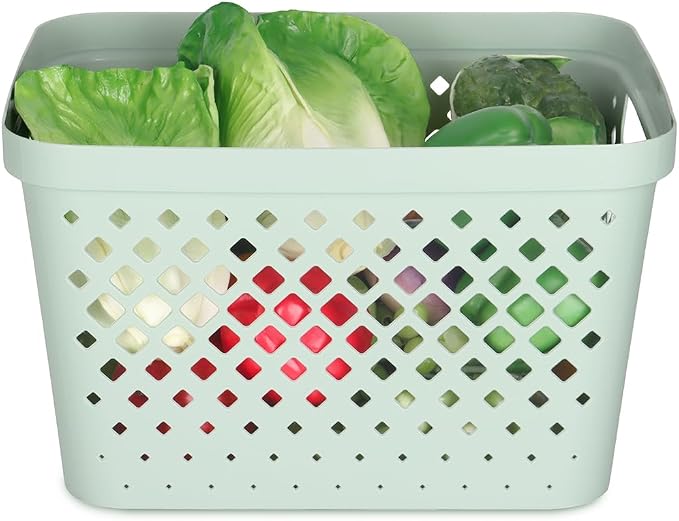 Glad Plastic Storage Basket Set, Value Pack of 6 | Open Storage Bins for Shelves, Bathroom, Pantry, Closet | Nesting Organizer Boxes with Handles, 4 Gallon, Sage - Image 4