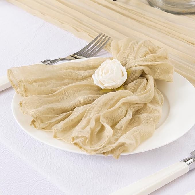 DeZerlor Champagne Washable Cheesecloth Napkins Set of 50 for Party | Reusable Summer Cloth Napkins Bulk, for Wedding Bridal Baby Shower Dinner Cocktail Birthday Home, 21x21 Inches - Image 6