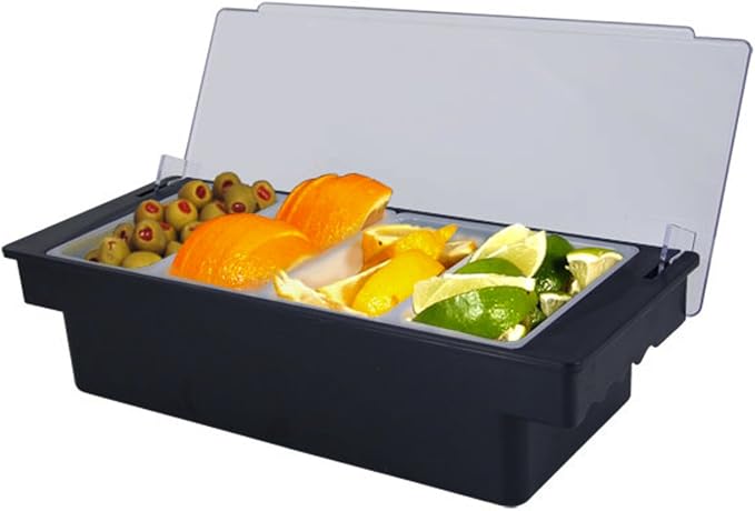 Tablecraft 4-Compartment Black Plastic Condiment Holder by TableCraft