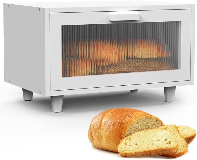 LOHASOK Bread Box for Kitchen Countertop | Wooden,Large, Farmhouse Bread Container Holder Storage, Acrylic translucent window by Lohasok