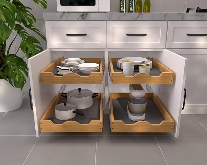 OCG Pull Out Drawers For Kitchen Cabinets 14"W x 21"D, Slide out Wood Drawer Shelf, Pull Out Shelves for Base Cabinet Organization in Kitchen, Pantry, Bathroom - Image 7