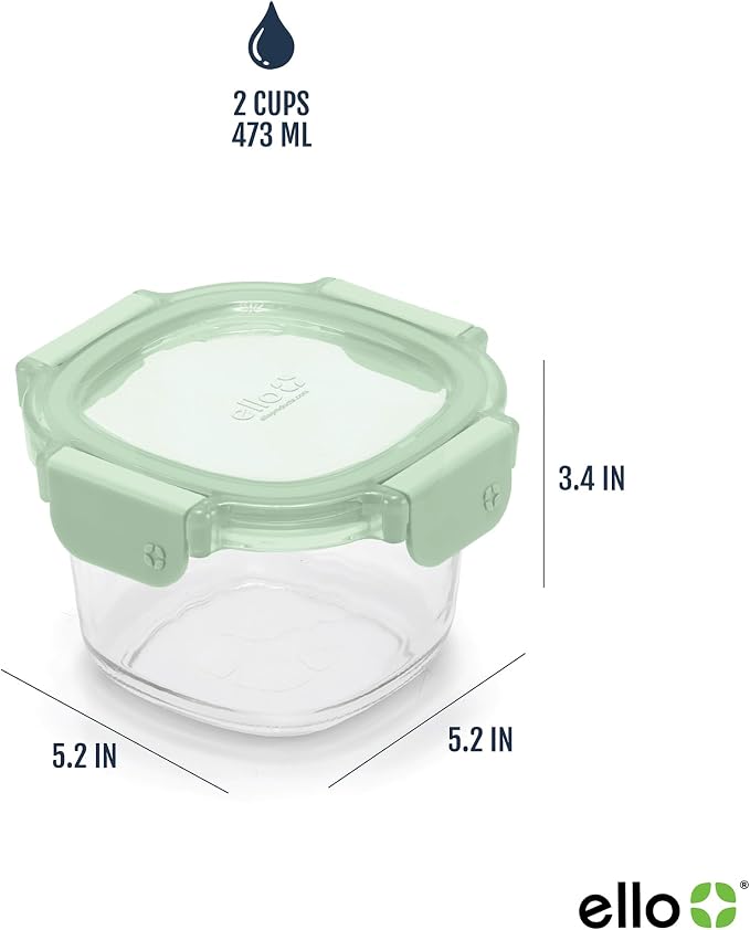 Ello Color Lock 2 Cup Glass Meal Prep Set with Lids, 3 Pack, Desert Festival - Image 4