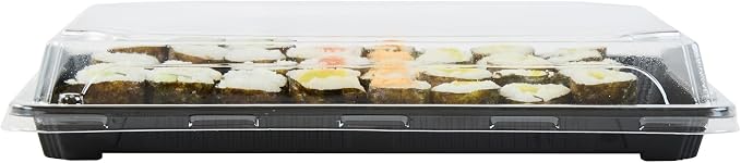 Restaurantware Plastic Sushi Trays 100 Pack of 10 x 7.2 x 1.77 Inch With Clear Lids Leak-Resistant Sushi Take Out Boxes Stackable Containers For Grab-And-Go - Image 12