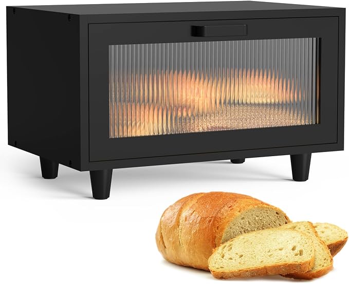 LOHASOK Bread Box for Kitchen Countertop | Wooden,Large, Farmhouse Bread Container Holder Storage, Acrylic translucent window by Lohasok