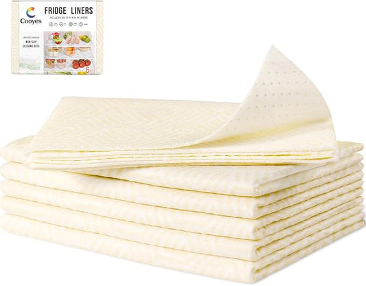 Cooyes 2 in 1 Refrigerator Liners, 6 Pack, 12“ × 24”， Fridge Drawer & Shelf Liners for Kitchen Cabinets Non-Adhesive, Breathable Cloth Material, BPAfree, Keep Produce Fresh Longer by Cooyes