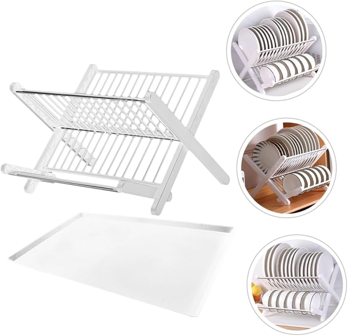 1set Folding Dish Drying Rack Drainboard Space-Saving Kitchen Organizer for Plates Bowls and Utensils Compact Design for Easy Storage Home and Restaurant - Image 4