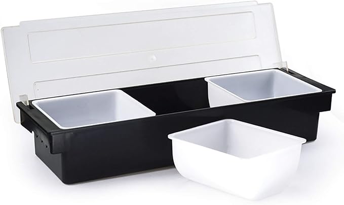 Commercial 3 Compartment Condiment Dispenser, 3 Tray Fruit, Veggie, Condiment Caddy with Lid Topping Organizer for Nacho & Taco Bars, Ice Cream, Fruit, Salad Bar Suitable in Commercial or Family - Image 7