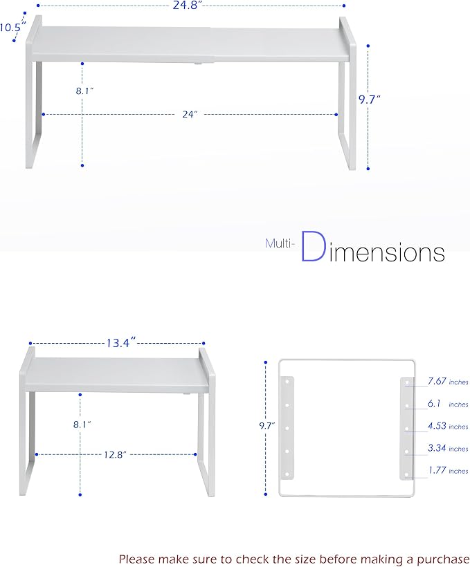 Nxconsu Kitchen Cabinet Shelf Organizers, Countertop Riser, 10.5" 1 Pack | Expandable Metal Shelf Holds 50lbs with 5 Adjustable Height Levels for Kitchen Cabinet Cupboard Pantry Countertop - Image 3