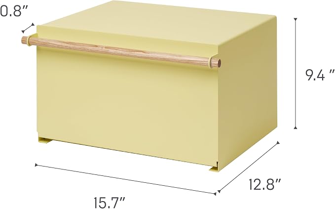 YAMAZAKI Home Modern Bread Box – Steel + Wood Countertop Bread Storage Container, Large Yellow Bread Box for Kitchen Countertop, Space-Saving Bread Keeper, Easy Access Lid - Image 8