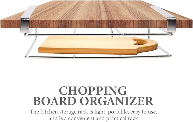 Hemoton Cutting Board Organizer Hanging Rack Cabinet Door Holder for Cutting Boards Pot Lids Mugs Kitchen Storage Shelf under Cabinet Space Saving Accessory 10.15 X 10.15 X 3.26 in - Image 7
