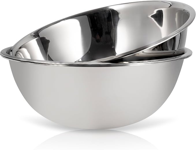 24 Quart Large Stainless Steel Mixing Bowls Set, 3-Pack, Nesting Bowls | Extra Large Commercial Grade Metal Bowls for Meal Prep, Baking, Serving, Food Storage. Rustproof & Dishwasher Safe by WHYSKO