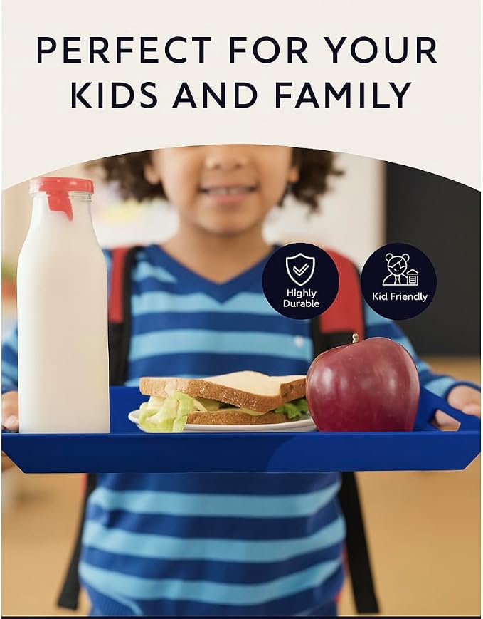 Melamine Serving Tray with Handles, Chip and Break-Resistant, Durable and Kid-Friendly Food Tray for Indoor and Outdoor, Dishwasher Safe, Cobalt/Navy - Thomas Fuchs Creative - Image 5