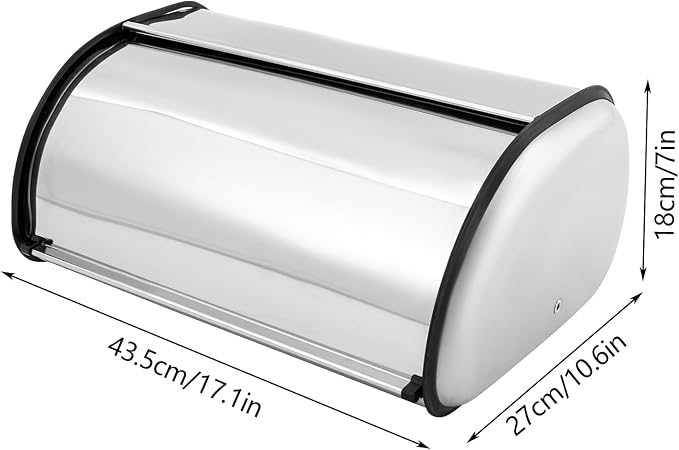Stainless Steel Bread Box, 17.1" Large Capacity Bread Bin with Ventilation Holes, Modern Metal Bread Storage Container for Kitchen Countertop - Home & Commercial Use - Image 4