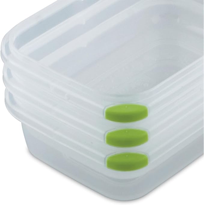 Sterilite Ultra-Seal 3.1 Cup Rectangle, Airtight Food Storage Container, Latching Lid, Microwave and Dishwasher Safe, Clear With Green Gasket, 24-Pack - Image 9