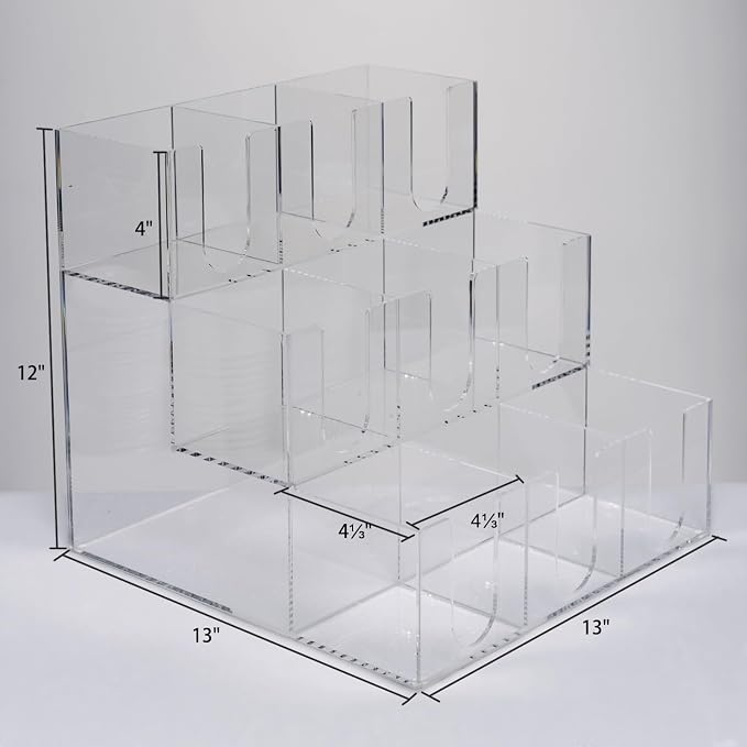 CiaoHER Acrylic Coffee Cup and Lid Dispenser, Clear | 9 Compartments, Counter Top, Organizes Disposable Cups, For Home or Office Use - Image 2