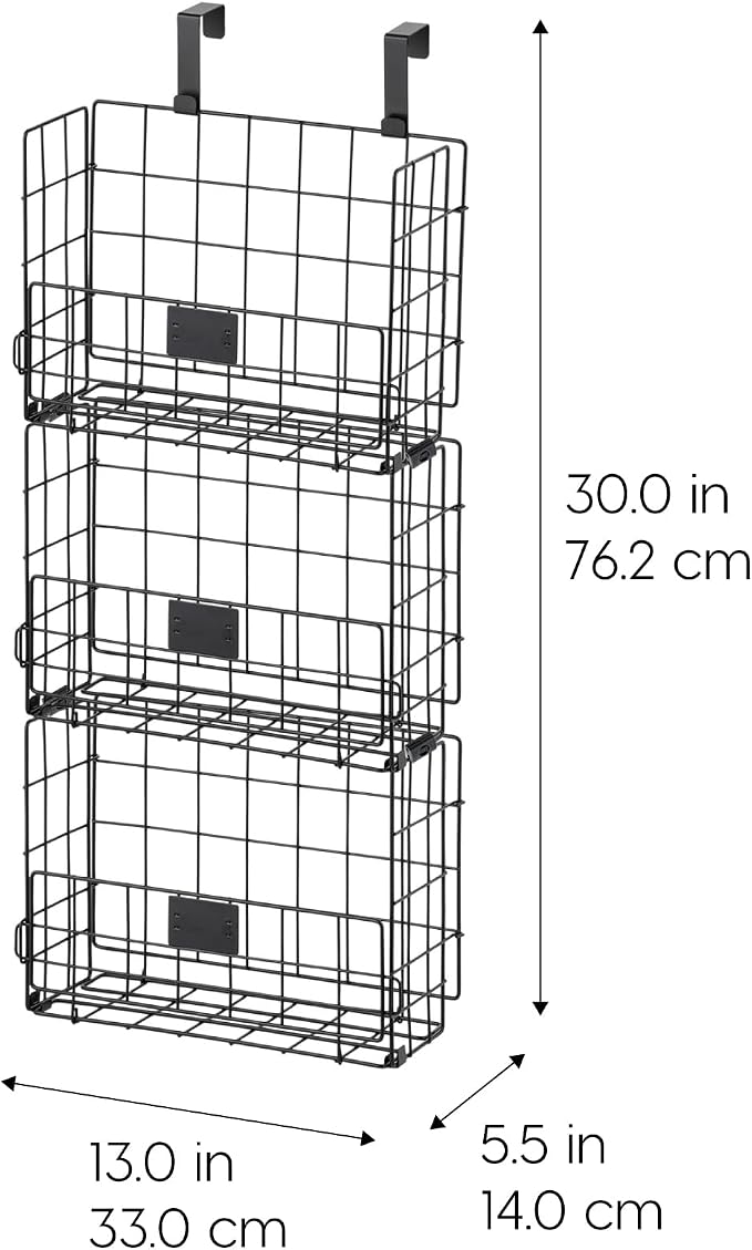 IRIS USA Over The Door Organizer, 3 Pack, Hanging or Wall Mount Wire Basket | Spice Rack Bathroom Cabinet Closet Laundry Pantry Door Organizer, Wall Baskets, Durable Easy Assembly - Image 2