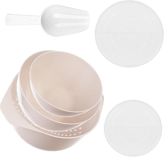 KADAX Plastic Bowl Set - Mixing Bowls with Lids 1.5L & 3L, Scoop & 3.5L Kitchen Strainer - Stackable Kitchen Accessories for Baking, Cooking, Washing & Storing - Image 7
