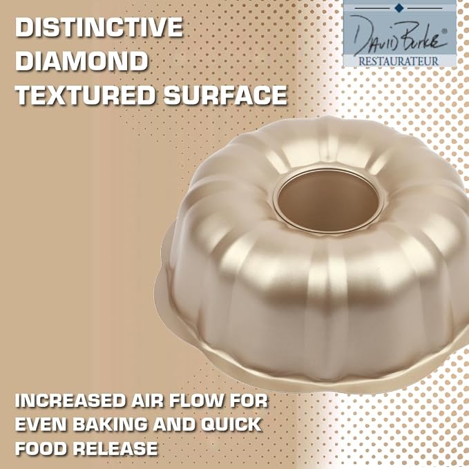 David Burke 9" Fluted Bake Pan – Carbon Steel Bundt Cake Pan – Bronze - Image 4