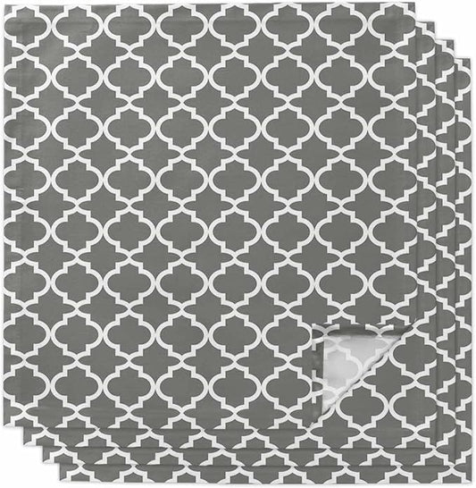 Cloth Napkins Set of 4-20x20 Inches, Gray Morocco Washable Reusable Table Napkins, Vintage Minimalist Boho Ethnic Pattern Soft & Absortbent Dining Napkin for Party Wedding Hotel Restaurant by Unknown