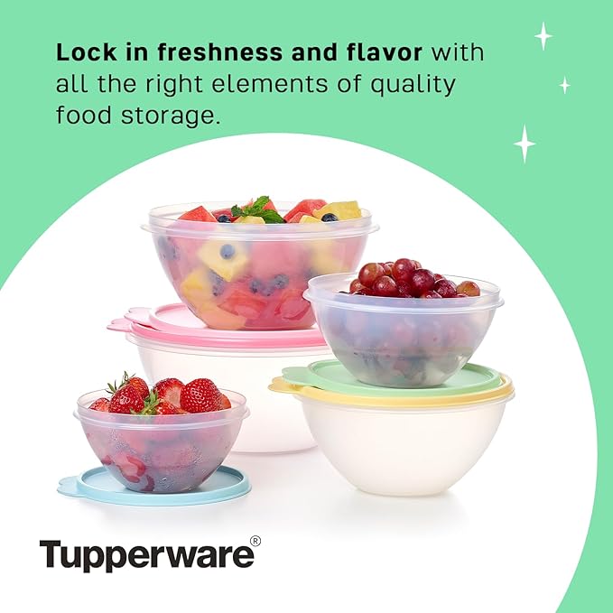 Tupperware Heritage Wonderlier 10 Piece Food Storage Bowl Set in Vintage Colors- Dishwasher Safe & BPA Free - (5 Containers + 5 Lids) - Image 5