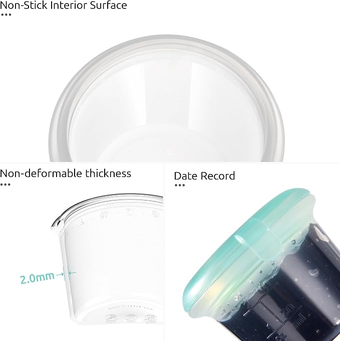 U-Taste Silicone Container with Lids, Kitchen Meal Prep Food Storage, 2oz*2 | Food Grade Liquid Silicone, Leak-Proof Airtight Lid, Meal Prep Lunch Box, Freezer & Microwave Safe, Clear Date Marking Circle - Image 6