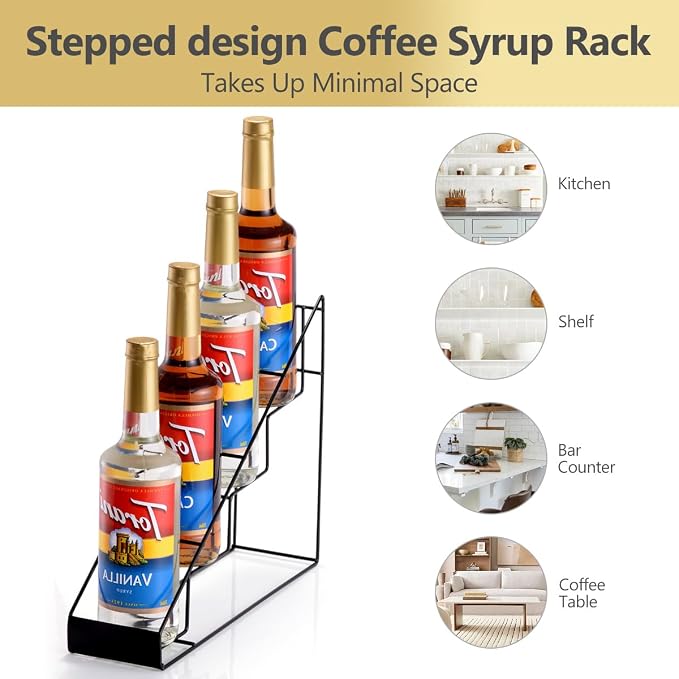 kimilus Coffee Syrup Rack for Coffee Bar Accessories, Fits with Torani and Monin Syrup, Coffee Bar Organizer Holds 4 Bottles - Image 4