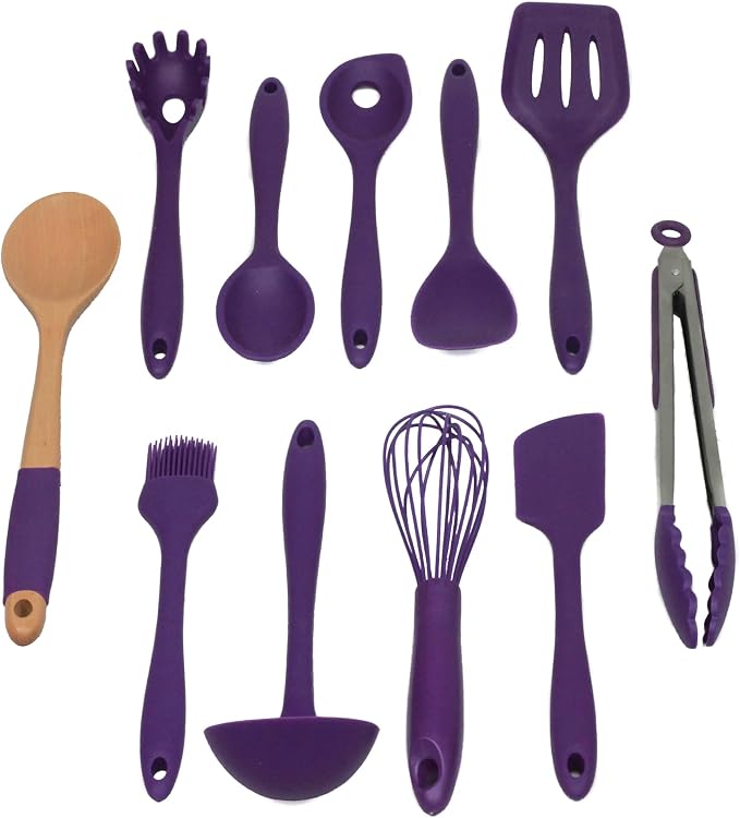Chef Craft Premium Silicone Kitchen Tool and Utensil Set, 11 Piece, Purple by ChefCraft