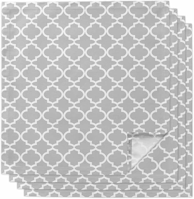 Cloth Napkins Set of 4-20x20 Inches, Light Gray Washable Reusable Table Napkins, Minimalist Boho Abstract Ethnic Motifs Soft & Absortbent Dining Napkin for Party Wedding Hotel Restaurant by Unknown