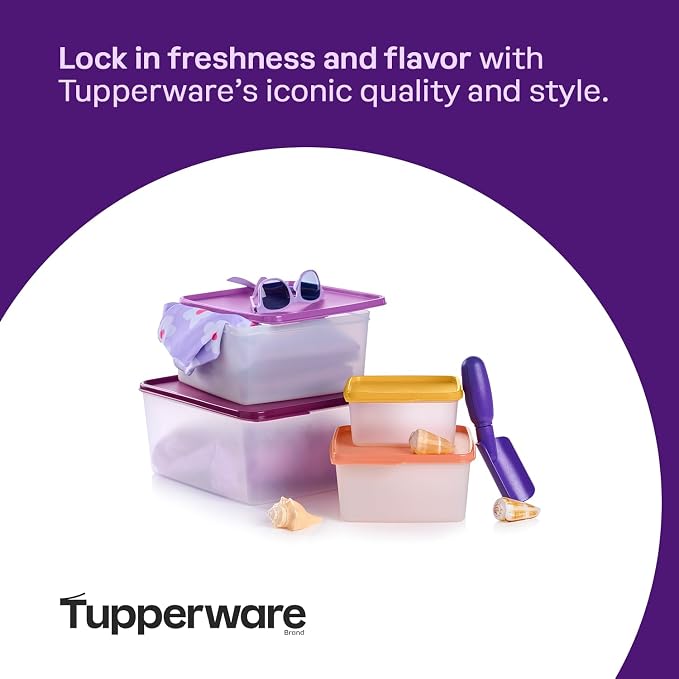 Tupperware Keeptabs 4-Container Stacking Food Storage Set, Multi Color Lids, Nestable, Dishwasher Safe and BPA Free (4 Containers, 4 Lids) - Image 5