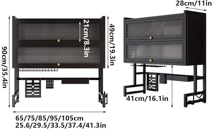 Double-Layer Dish Rack Kitchen Above the Sink Dish Drain Multi-Layer Dish countertop Multi-Function Storage Drain Board Drying kit(Black,75cm/29.5in) - Image 2