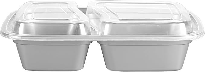 Restaurantware-Asporto 26 Ounce Compartment Take Out Boxes, 100 Microwavable Meal Prep Containers - 2 Compartments, With Clear Plastic Lids, Silver Plastic Food Containers, Do Not Contain BPA - Image 14
