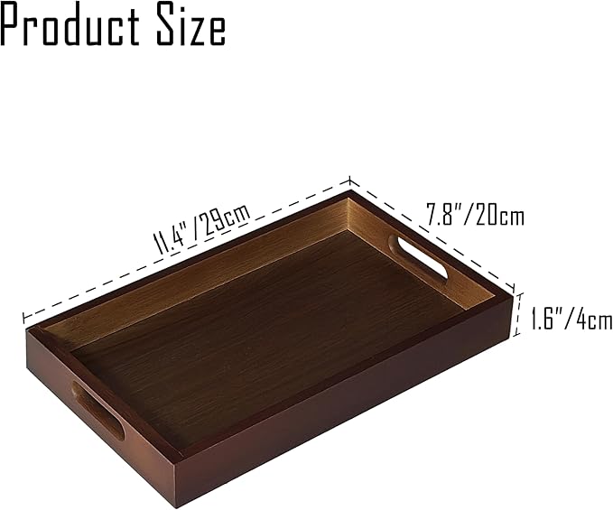 3 Pack Serving Tray with Handles - 11.4" Bamboo Tray | Multi-Purpose Tray for Kitchen, Coffee Table & Ottoman - Decorative & Food Tray for Organizing, Serving and Entertaining - Image 6