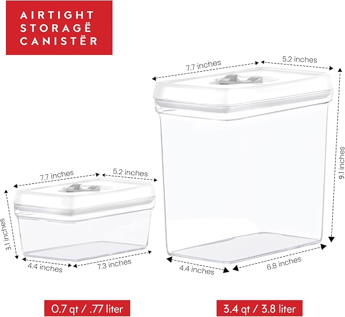 DWËLLZA KITCHEN Large Airtight Food Storage Containers with White Lids (3.8L, 0.8L) - Clear Plastic Bulk Food Pantry & Kitchen Storage Containers for Flour, Sugar 4 Pc BPA-Free, Keeps Fresh & Dry - Image 5