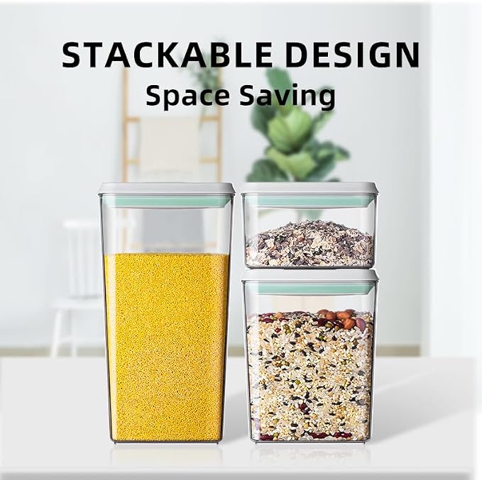 Airtight Food Storage Container Sets with Lids 6Pcs Pop Containers for Kitchen Pantry Organization BPA-Free Stackable Kitchen Storage Containers for Cereal Flour Sugar (0.5, 1.2, 1.8qt)*2 - Image 6