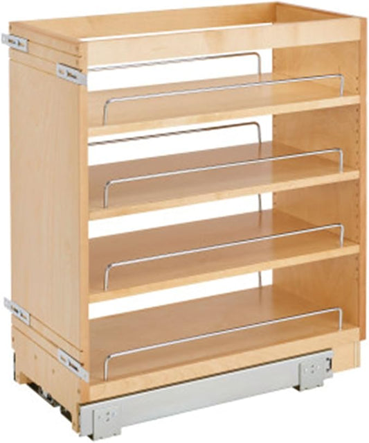 Rev-A-Shelf Maple Pullout Organizer for Full Height Base Cabinets, Full Extension Slides & Adjustable Shelves, Min Opening Width of 11.5",448-BC-11C by Rev-A-Shelf