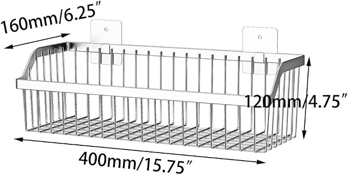 4 Set Hanging Wall Mount Storage Baskets, Multiuse Sturdy SUS304 Stainless Steel Organizing Baskets for Home Kitchen, Bathroom, Pantry Utility, Laundry Organizer,L15.75Inch, D 6.3Inch, H 4.75Inch - Image 2