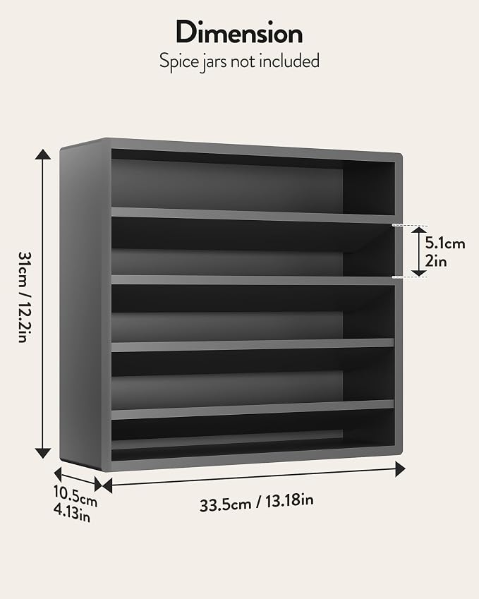 Orimade 4 Tier Spice Rack Organizer for Cabinet, Freestanding Bamboo Seasoning Rack for Countertop, Cupboard, Pantry, Kitchen, 13.18 x 4.13 x 12.2 inches(Spice Jars Not Included), Black - Image 7