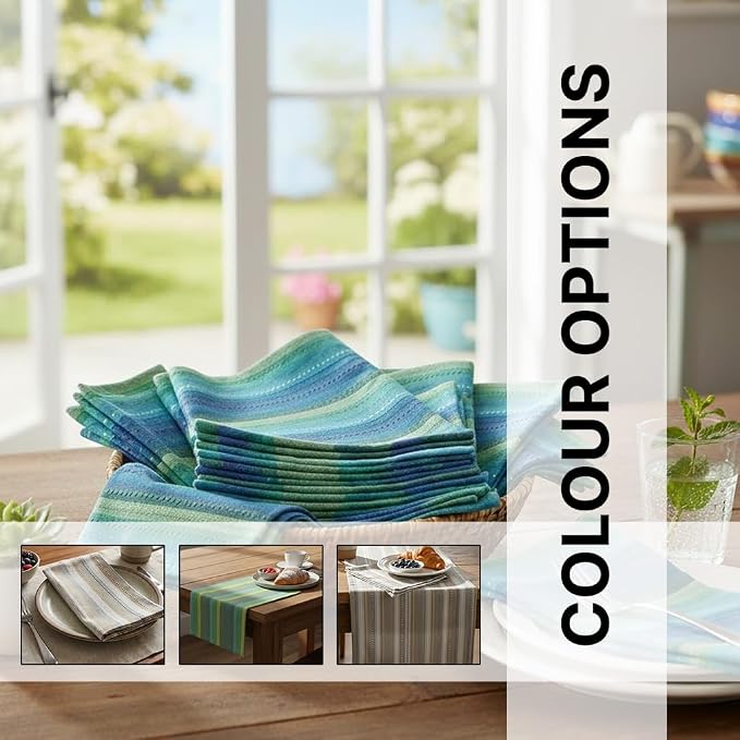 LFH Home Cotton Rich Cloth Salsa Napkin Set of 12 Washable Soft Durable Striped Table Napkins for Dining Wedding Daily Use Reusable Eco-Friendly Fabric Napkins for Elegant Settings(18x18)-Blue Multi - Image 3
