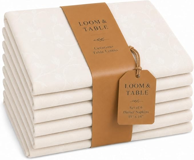 Mulberry Champagne Napkins by Loom & Table - Elegant, Wrinkle-Resistant, Machine Washable - Luxury Napkin for Dining Room, Weddings, Dinner Parties, Holidays, Birthdays, or Everyday Use by LoomandTable