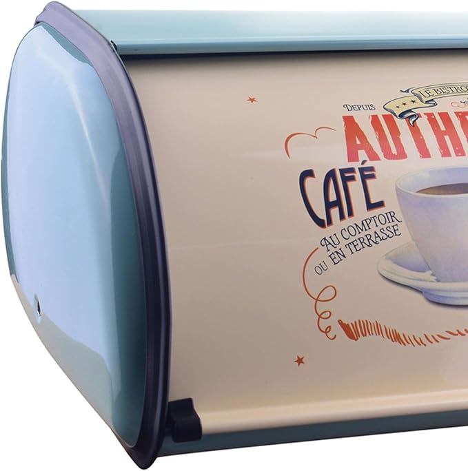 Metal Bread Box with Roll Top, Large Capacity Airtight Vintage Metal Bread Bin, Space Saving Countertop Storage for Kitchen Home Loaves and Pastries (Blue Green) - Image 7