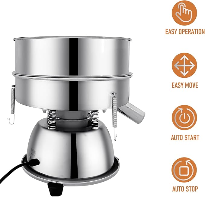 Sidasu Automatic Sieve Shaker Machine,Vibrating Sifter with 12&80 Screens | Electric 110V Sifter Machine for Baking Kitchens,Grain Milling,Herbal Powder,Food Preparation - Image 6
