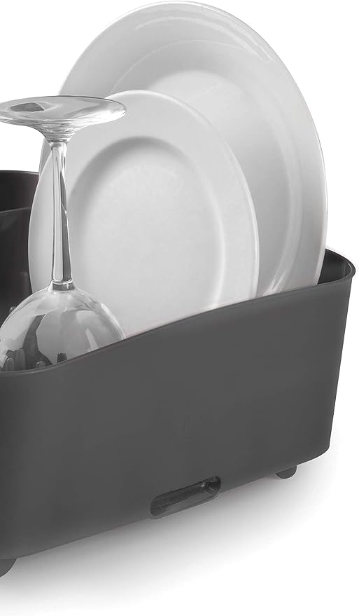 Umbra Tub Dish Drying Rack – Lightweight Self-Draining Dish Rack for Kitchen Sink and Counter at Home, RV or Motorhome, Smoke, Black (330590-582) - Image 3