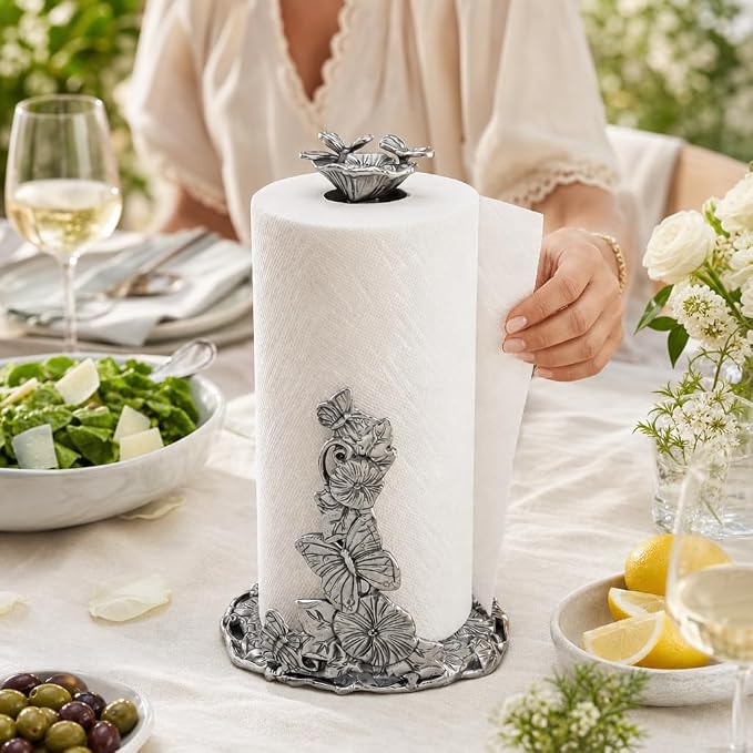 Arthur Court Butterfly Paper Towel Holder - Decorative Aluminum Design for Kitchen Countertop - 13 Inch Tall with Weighted Base - Image 5